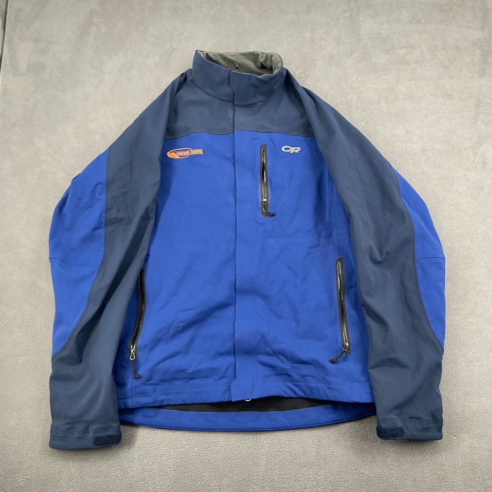 Outdoor Research Jacket Mens XL Black‎ Blue Colorblock Nylon Logo Canyon Sports